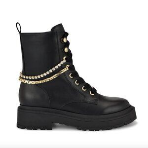Nine West Hughes Chain Combat Booties Size 9